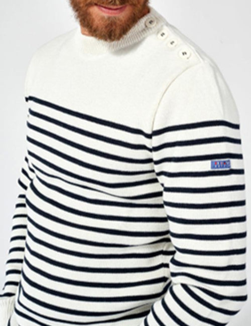 Men’s White/Navy Mar Wool Knit A3322